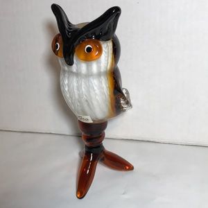 GCA Brand Art Glass Handblown One of a Kind Owl Sculpture